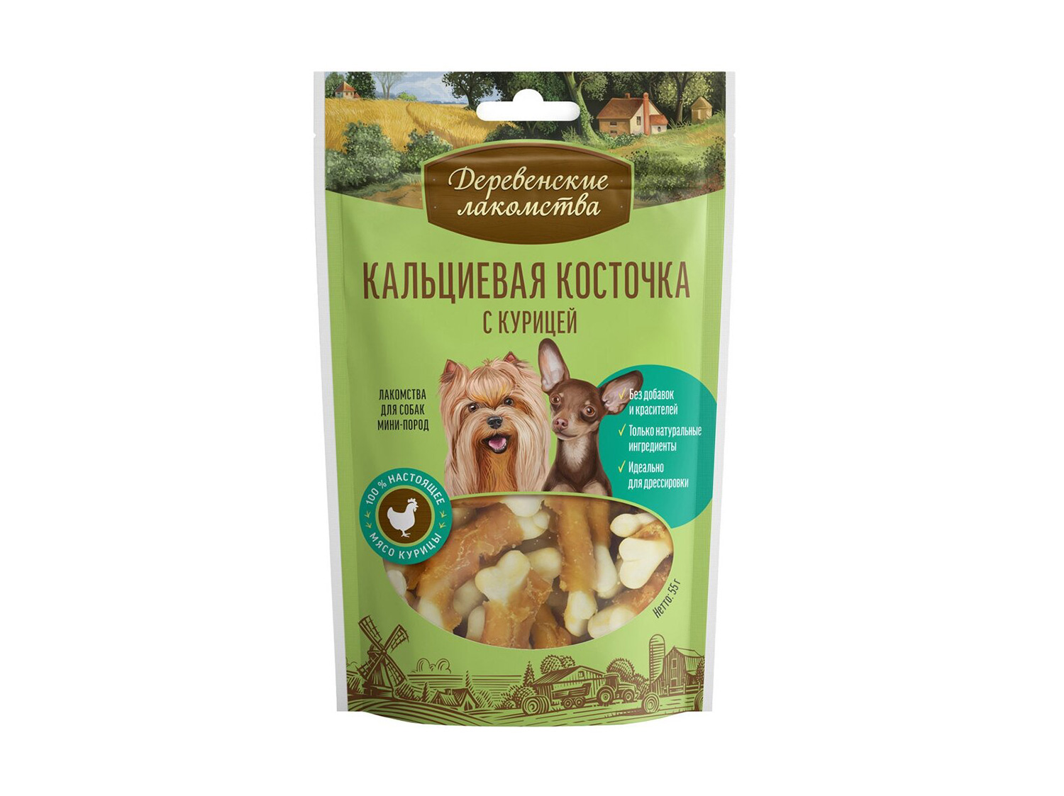 Лакомство для собак мини-пород "Деревенские лакомства" кальциевая косточка с курицей Лакомство для собак мини-пород "Деревенские лакомства" кальциевая косточка с курицей